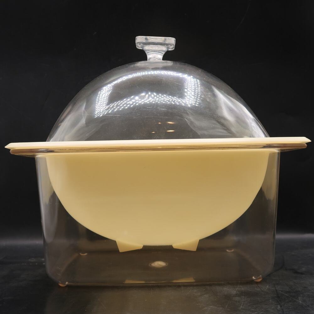 Eagle Milano Collection White Lucite Double Serving Bowl Vintage Midcentury MCM